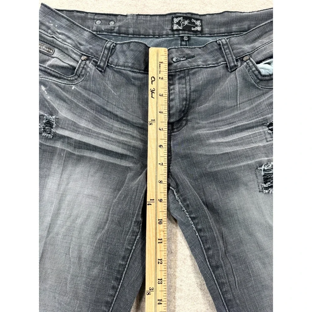 Sean John Jeans Mens 30 Gray Denim Logo Cotton Stretch Skinny Leg Distressed